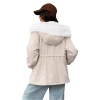 European and American cross-border women's autumn and winter parka, long-sleeved solid color fleece hooded jacket, zipper pocket Item Picture